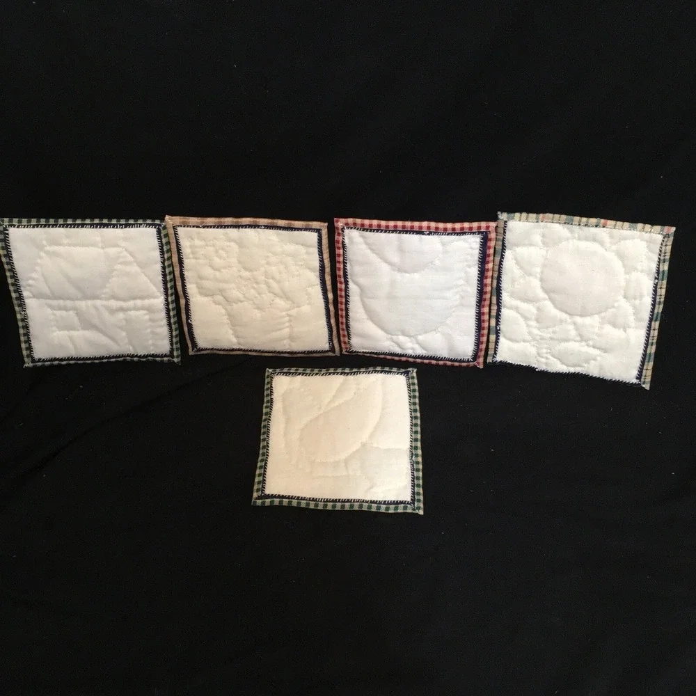 Set Of 5 Hand Sewn Fabric Coasters 4